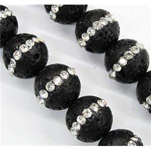 round Lave beads paved rhinestone, approx 10mm dia [GMOT640]