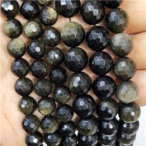 Mahogany Obsidian beads, faceted round, approx 14mm dia, 15.5 inches [GMOT691-14MM]