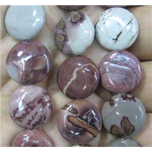 chohua jasper beads, flat-round, approx 15mm dia [GMOT714]