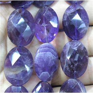 amethyst bead, faceted oval, purple, approx 13x18mm [GMOT716]