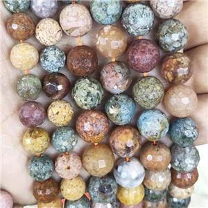 multi-color agate beads faceted round, approx 12mm dia, 15.5 inches [GMOT727-12MM]