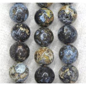 Natural Blue Ocean Agate Beads Smooth Round, approx 8mm dia, 15.5 inches [GMOT728-8MM]