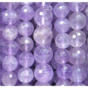 Amethyst beads, faceted round, purple, AA-grade, approx 6mm dia, 15.5 inches [GMOT760-6MM]