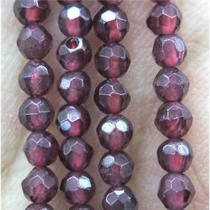 Red Garnet Beads, tiny, faceted round, approx 3mm dia [GMOT780]