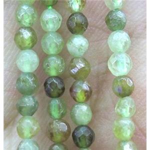tiny Green Garnet Beads, faceted round, green, approx 3mm dia [GMOT789]