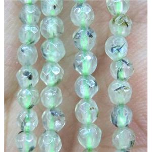 Prehnite Beads, faceted round, green, tiny, approx 3mm dia [GMOT792]