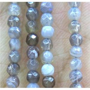 natural gray Botswana Agate Beads, faceted round, tiny, approx 3mm dia [GMOT795]