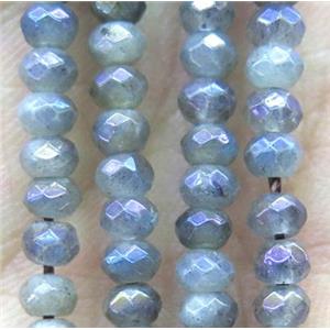 tiny Labradorite beads, faceted rondelle, approx 4mm dia [GMOT807]