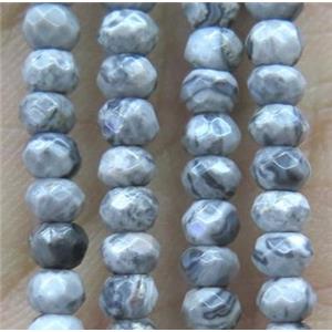 tiny grey Picture Jasper beads, faceted rondelle, approx 4mm dia [GMOT808]