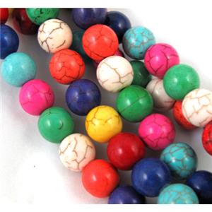 round synthetic Turquoise Beads, dyed, mix color, 10mm dia [GMOT81]