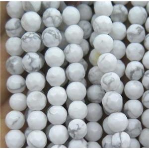 tiny Turquoise beads, white, faceted round, approx 4mm dia [GMOT840]