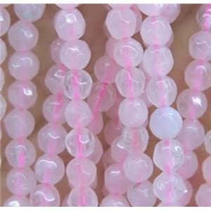 tiny Rose Quartz beads, faceted round, approx 4mm dia [GMOT842]