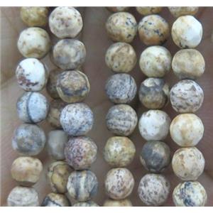 tiny Picture Jasper bead, faceted round, approx 4mm dia [GMOT848]