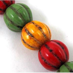 synthetic Turquoise watermelon Beads, mix color, 15mm dia [GMOT89]