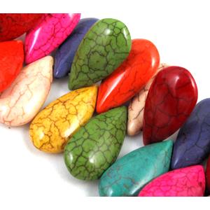 synthetic Turquoise Beads, tear-drop, mix color, 13x18mm [GMOT92-13X18MM]