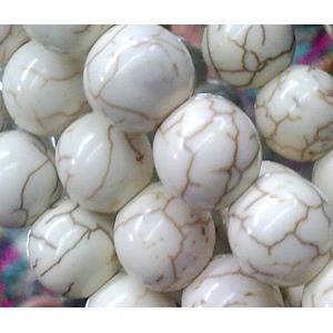 synthetic white Turquoise beads, round, 6mm dia, approx 62pcs per st [GMOT94-6MM]