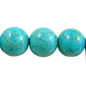 synthetic blue Turquoise Beads, round, 6mm dia, approx 62pcs per st [GMOT95-6MM]