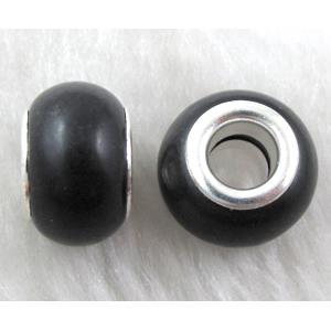 Turquoise bead with large hole, black, approx 14mm, head:5.5mm [GMPAN22]