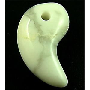 White Turquoise Comma Magatama Pendants, 14x22mm [GMPD019]