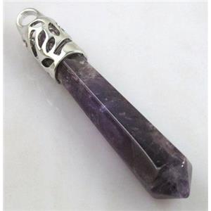 Amethyst stick Pendant, point, approx 10x65mm [GMPD053]
