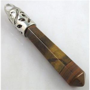 tiger eye stone pendant, stick, point, approx 10x65mm [GMPD054]