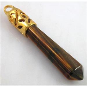 tiger eye stone pendant, stick, point, approx 10x65mm [GMPD056]