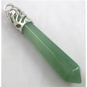 Green Aventurine Stone pendant, stick, point, approx 10x65mm [GMPD059]