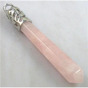 Rose Quartz Stone pendant, stick, point, approx 10x65mm [GMPD061]