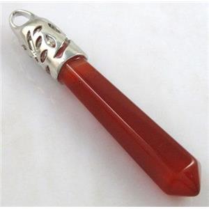 red agate stone pendant, Carnelian, stick, point, approx 10x65mm [GMPD062]