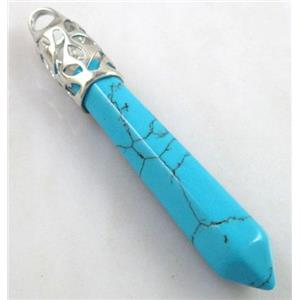 Turquoise Stone Pendant, stick, point, approx 10x65mm [GMPD065]