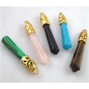 Mixed Gemstone Pendant, stick, point, approx 10x65mm [GMPD069]