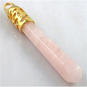 Rose Quartz Stone pendant, stick, point, approx 10x65mm [GMPD071]