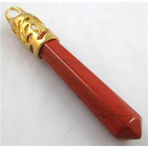 Red Jasper pendant, stick, point, approx 10x65mm [GMPD073]