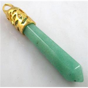 Green Aventurine Stone pendant, stick, point, approx 10x65mm [GMPD074]