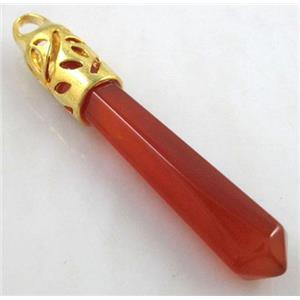 Red Agate Stone Pendant, Carnelian, stick, point, approx 10x65mm [GMPD075]