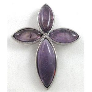 purple fluorite stone pendant, 30x40mm [GMPD080]
