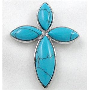 Turquoise stone pendant, 30x40mm [GMPD084]