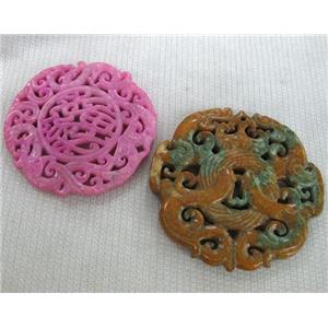 XingJiang Jade pendant, carved, mixed color, approx 50-80mm [GMPD1028]
