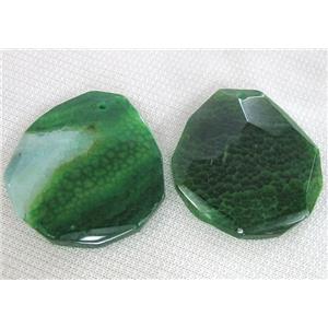 Natural agate stone pendant, freeform, green, approx 40-55mm [GMPD142]