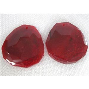 Natural agate stone pendant, freeform, red, approx 40-55mm [GMPD145]