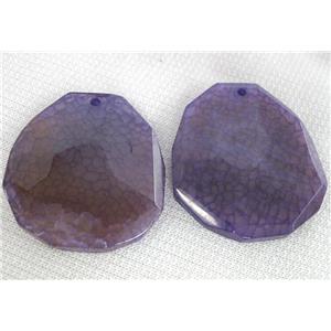 Natural agate stone pendant, freeform, purple, approx 40-55mm [GMPD146]