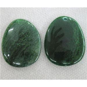 Natural agate stone pendant, slice, green, approx 40-55mm [GMPD166]