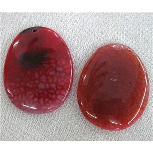 red agate stone pendant, slice, approx 40-55mm [GMPD167]