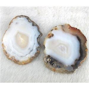 Natural agate stone slab pendant, white, approx 40-90mm [GMPD169]