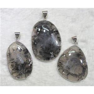 moss agate pendant, freeform, mixed, approx 25-35mm [GMPD305]