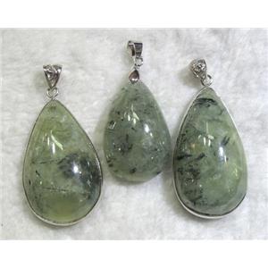 prehnite pendant, teardrop, green, approx 22-35mm [GMPD309]