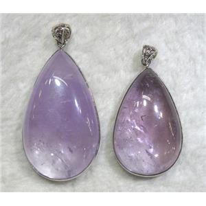 Amethyst pendant, mixed gemstone teardrop, approx 25-40mm [GMPD310]