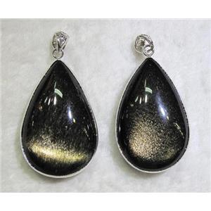 Mahogany Obsidian stone pendant, teardrop, approx 25-35mm [GMPD311]