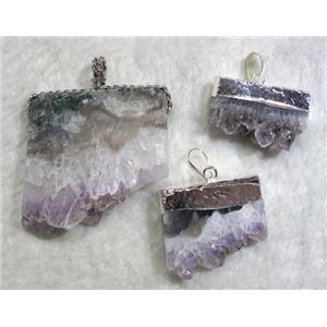 Amethyst Druzy pendant, freeform, approx 15-35mm [GMPD312]
