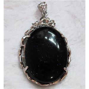 blue sandstone pendant, oval, approx 37x56mm [GMPD333]